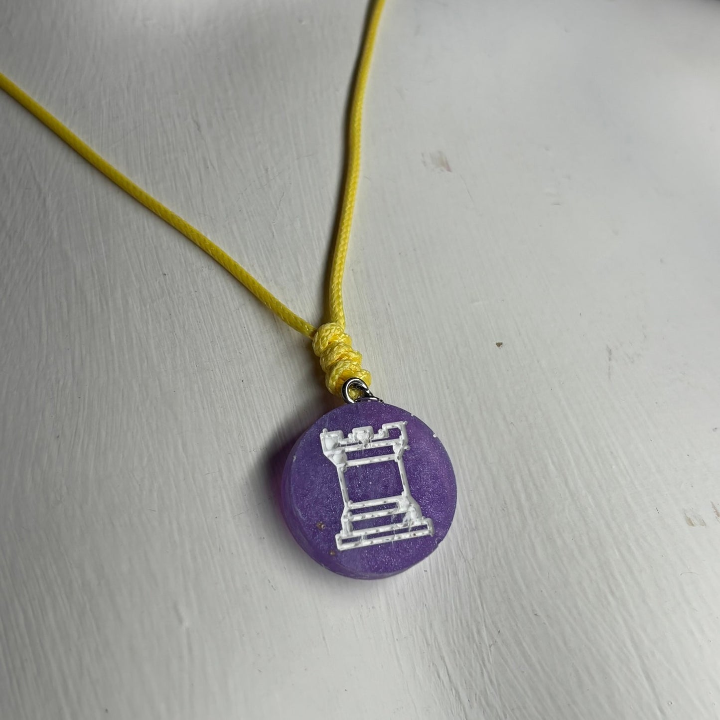 Purple Rook - Handmade Resin Chess Necklace