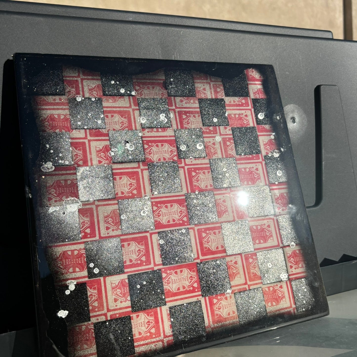 The Queens Card - Resin Coated Chess Board
