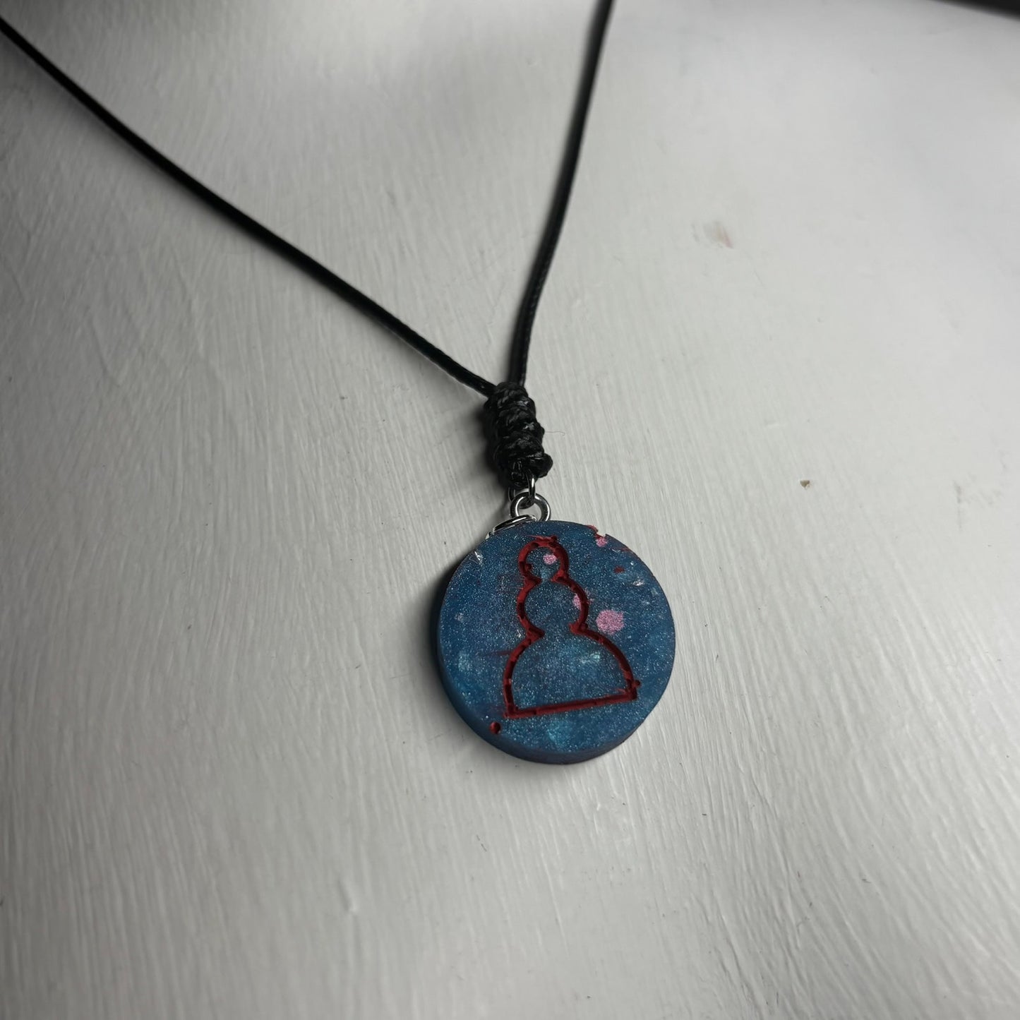 Bubbly Blue Pawn - Handmade Resin Chess Necklace