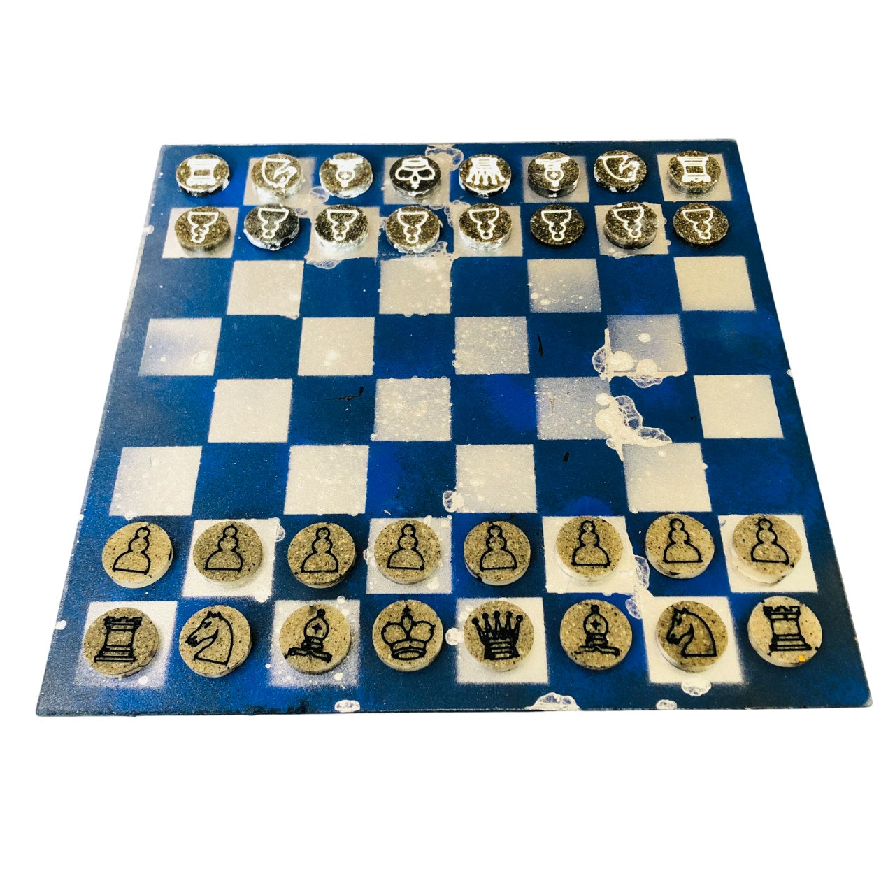 Silver Blue - Painted Chess Set