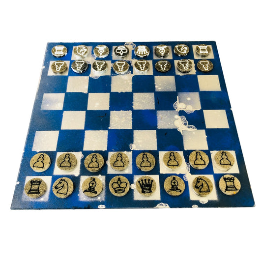 Silver Blue - Painted Chess Set