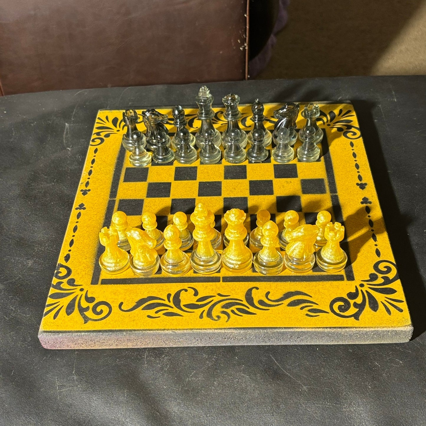 Black & Yellow - Painted Chess Set