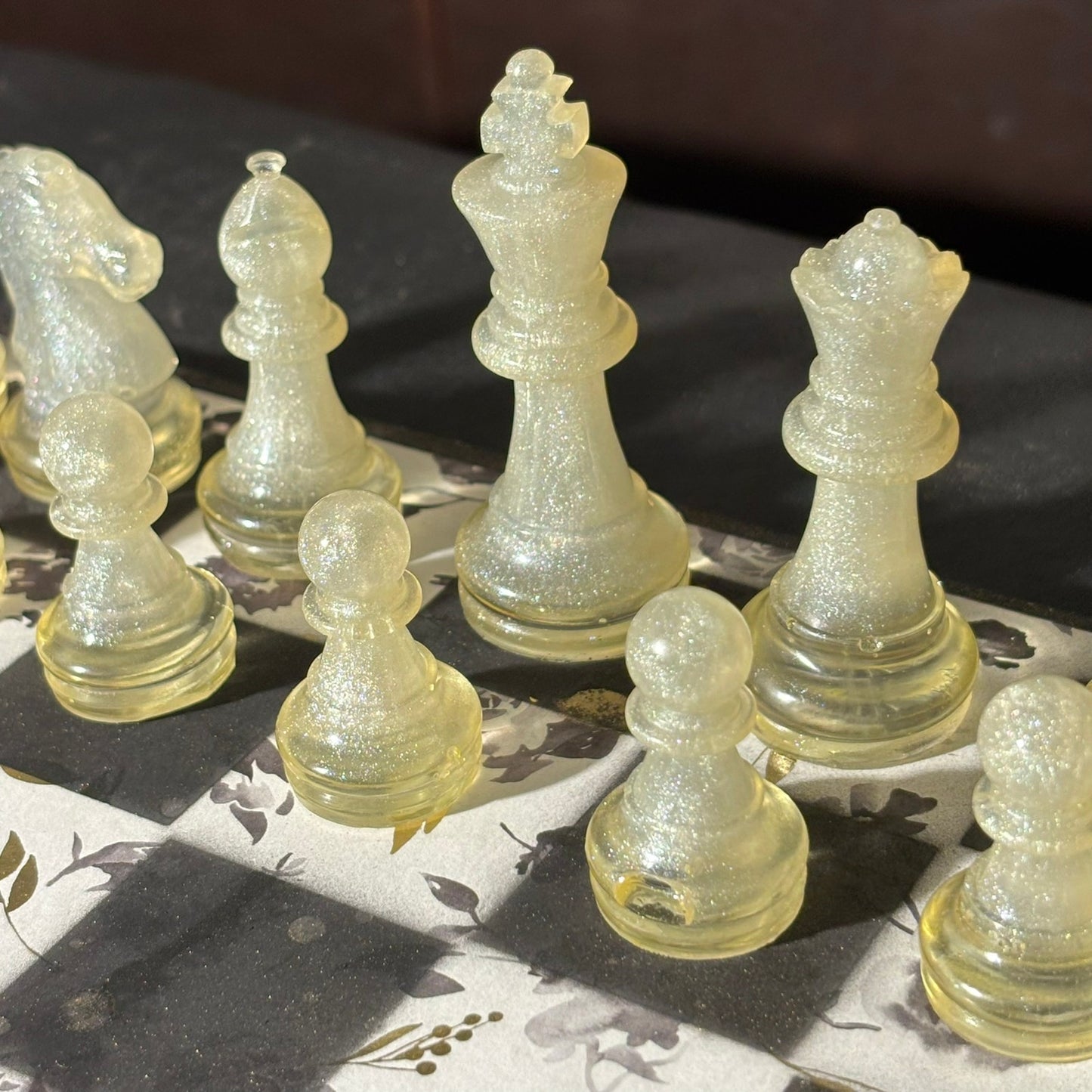 Black Flower - Scrapbook Chess Set