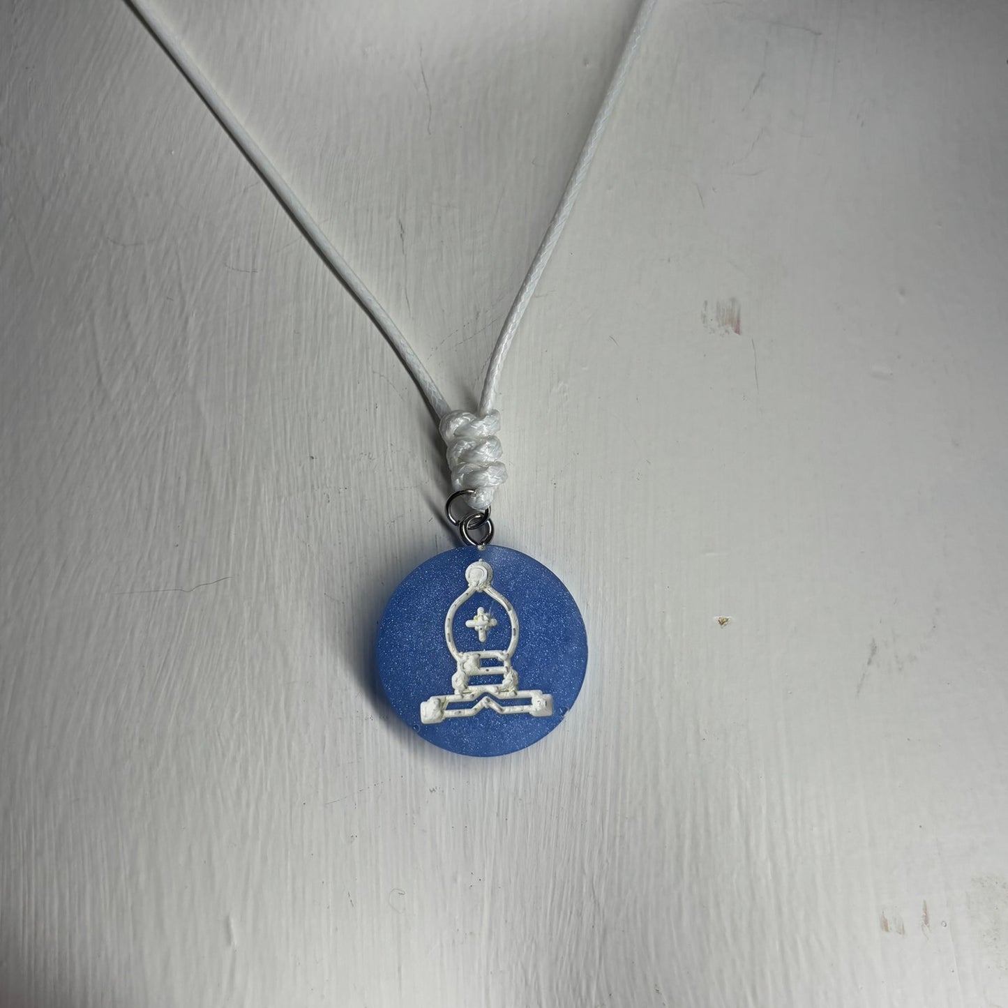Blue Bishop - Handmade Resin Chess Necklace
