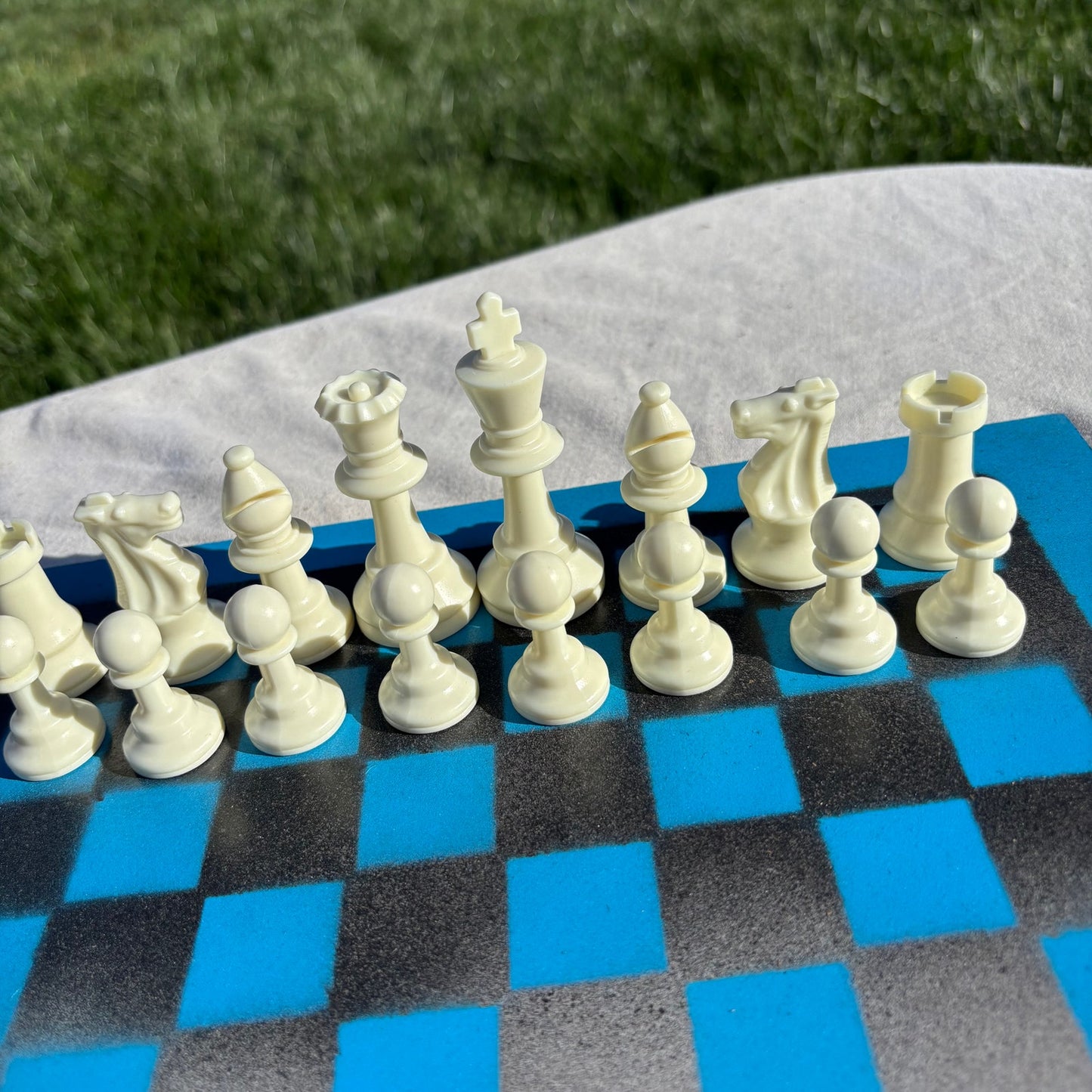 Black & Blue Snow Rush - Painted Chess Set
