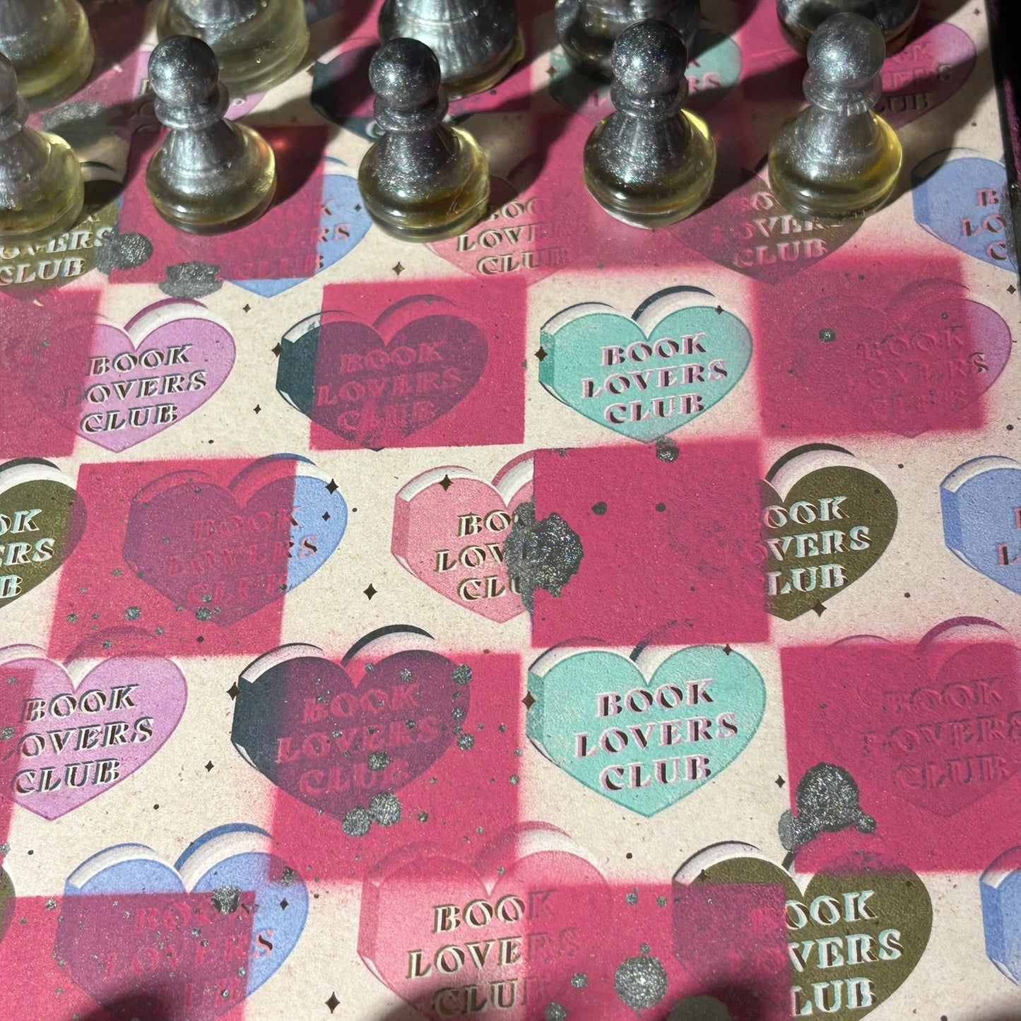Pink Hearts - Scrapbook Chess Set