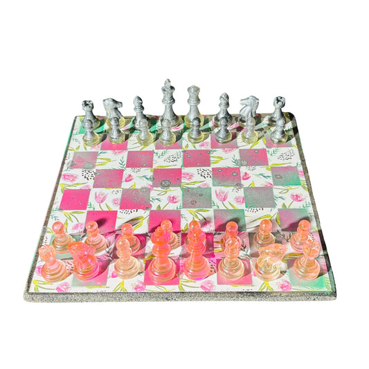Vibrant Pink Lush - Scrapbook Chess Set