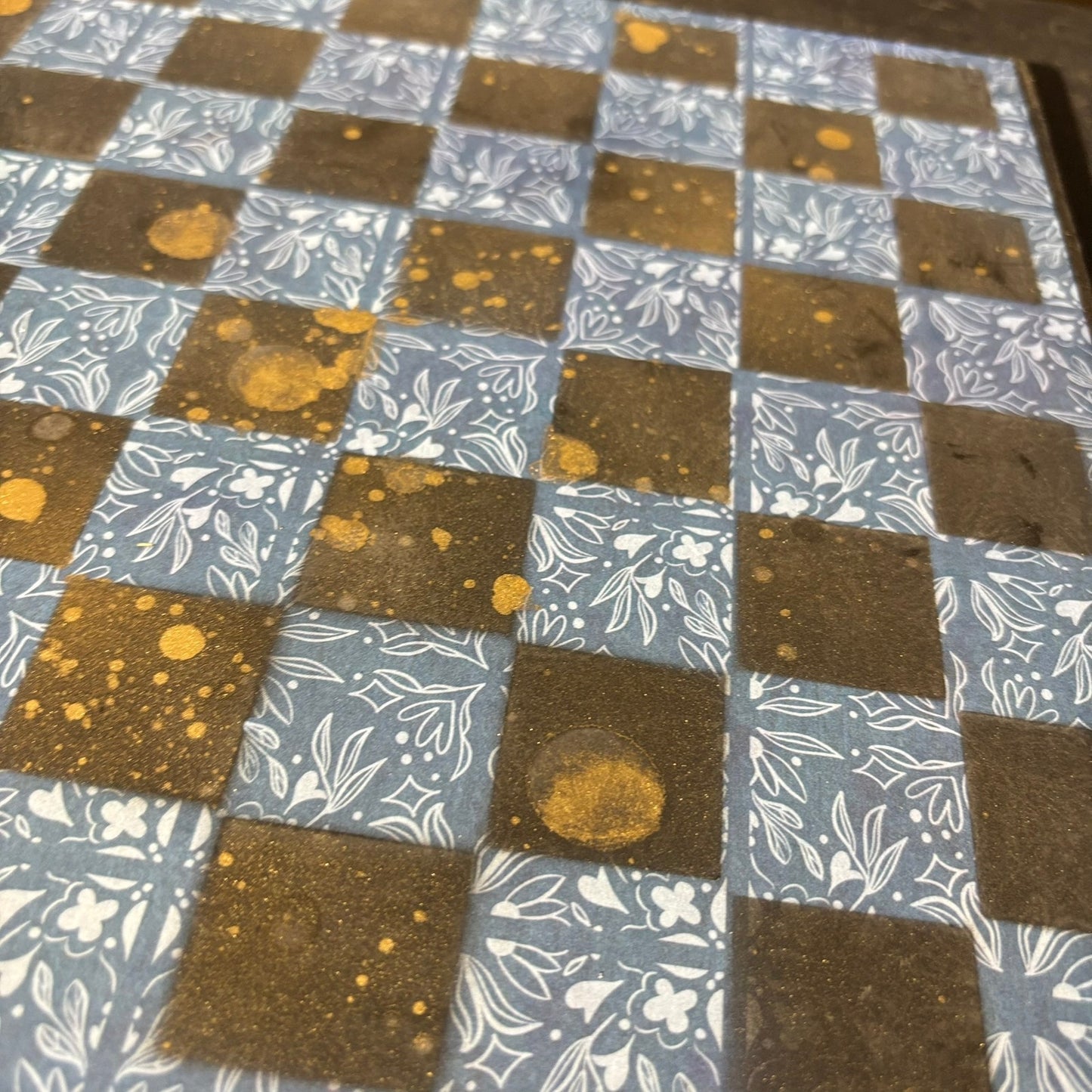 Vintage Golden Blue - Scrapbook Chess Set