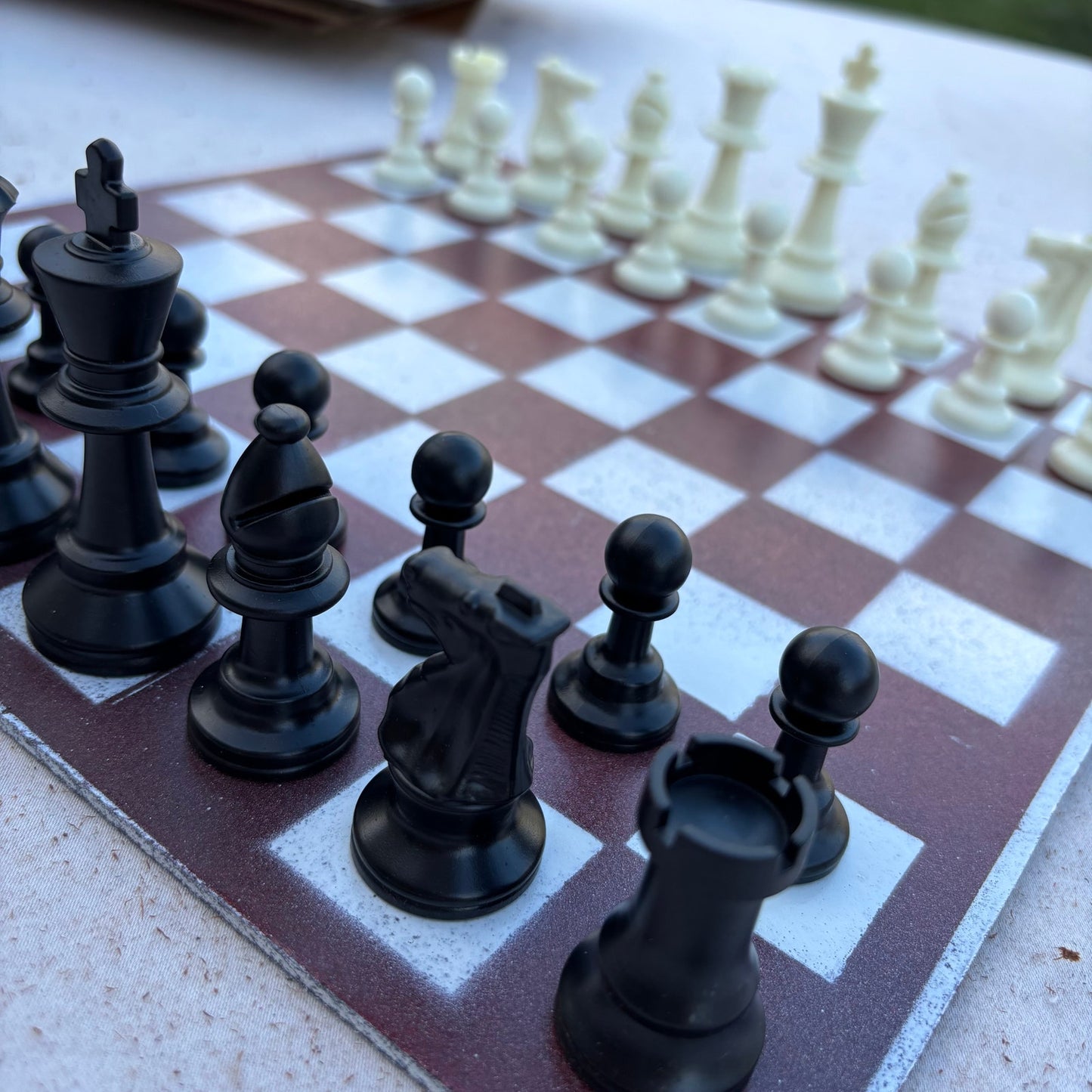 Simple Red - Painted Chess Set