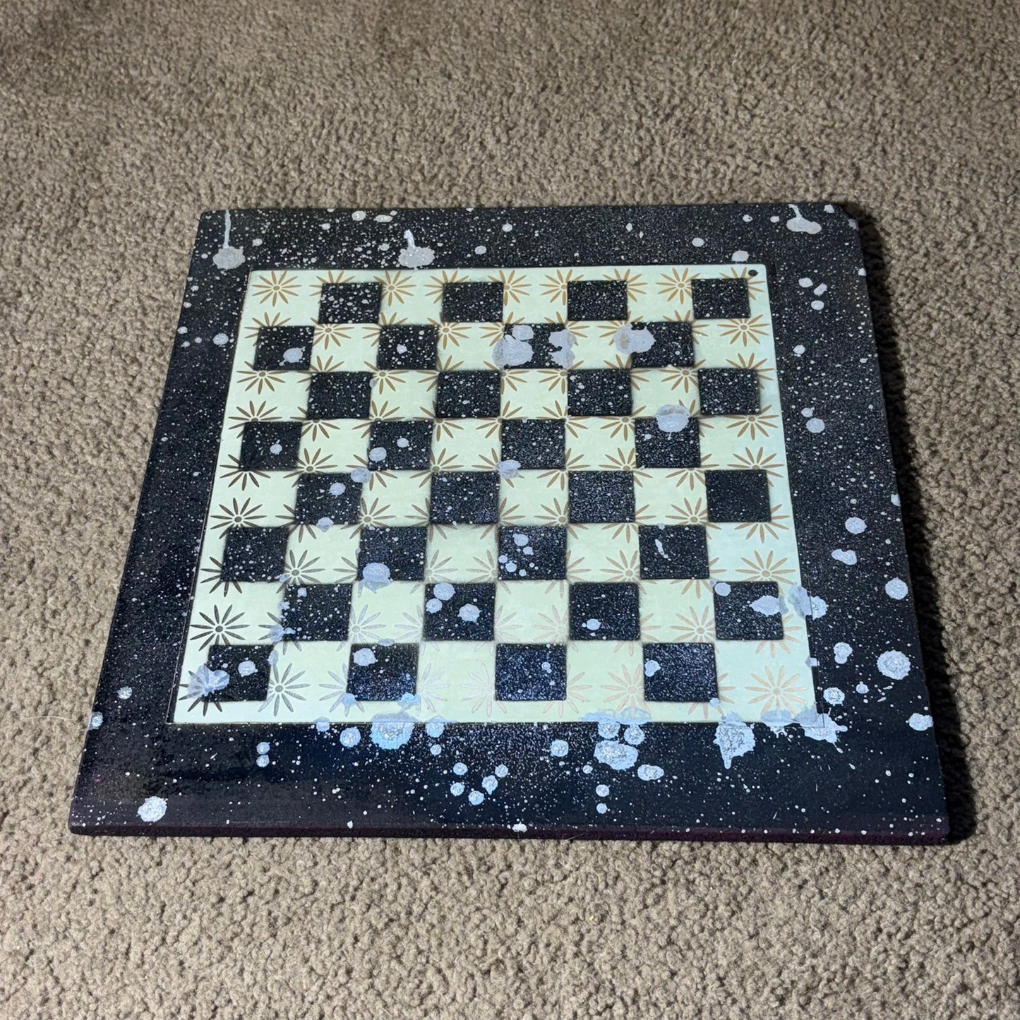 Mystic Green Chrome Drip - Large Deluxe Chess Set