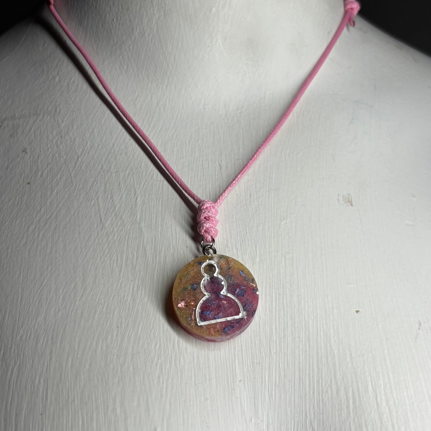 Vintage Pink Pawn - Handmade Resin Chess Necklace