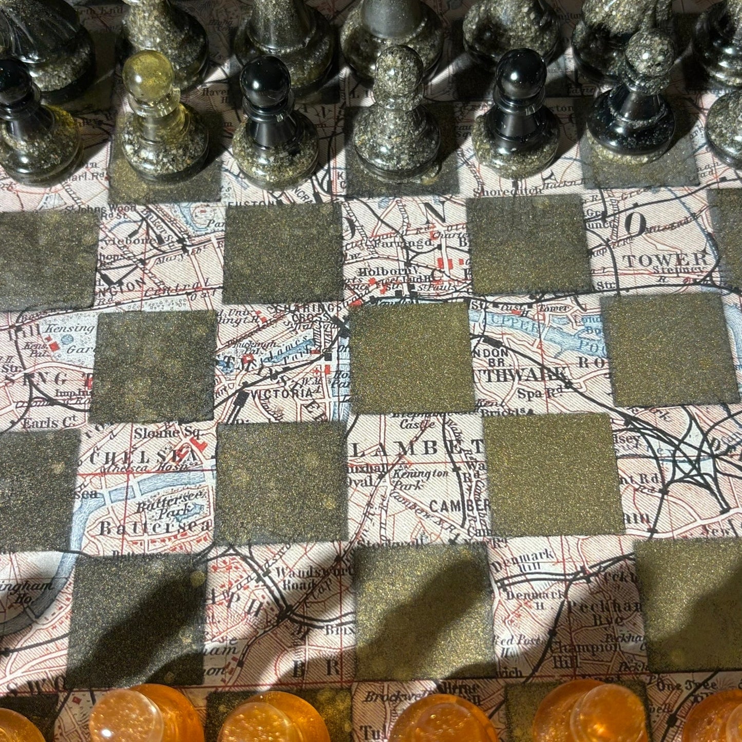 Amber Maps Pattern - Scrapbook Chess Set