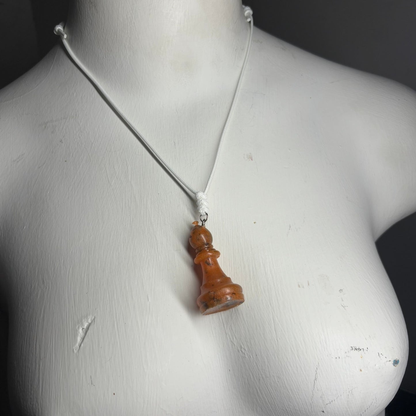 Orange Purple Bishop - Handmade Resin Chess Necklace