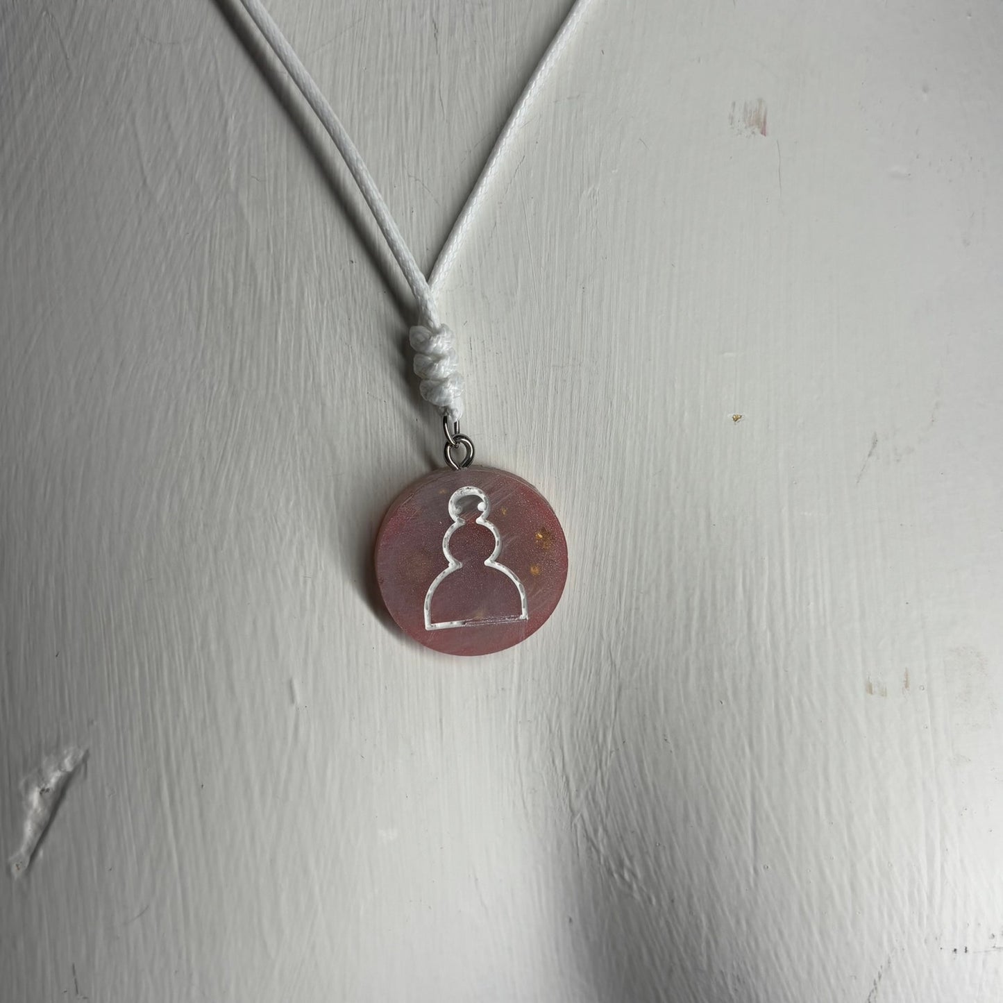 Smooth Pink Pawn - Handmade Resin Chess Necklace