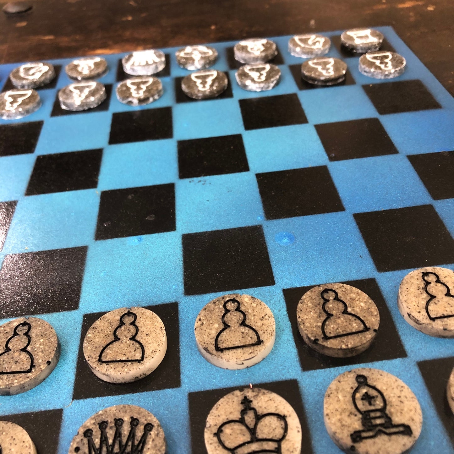Vintage Blue - Painted Chess Set