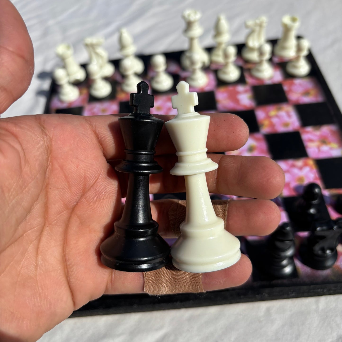 Pink Flowers - Scrapbook Chess Set