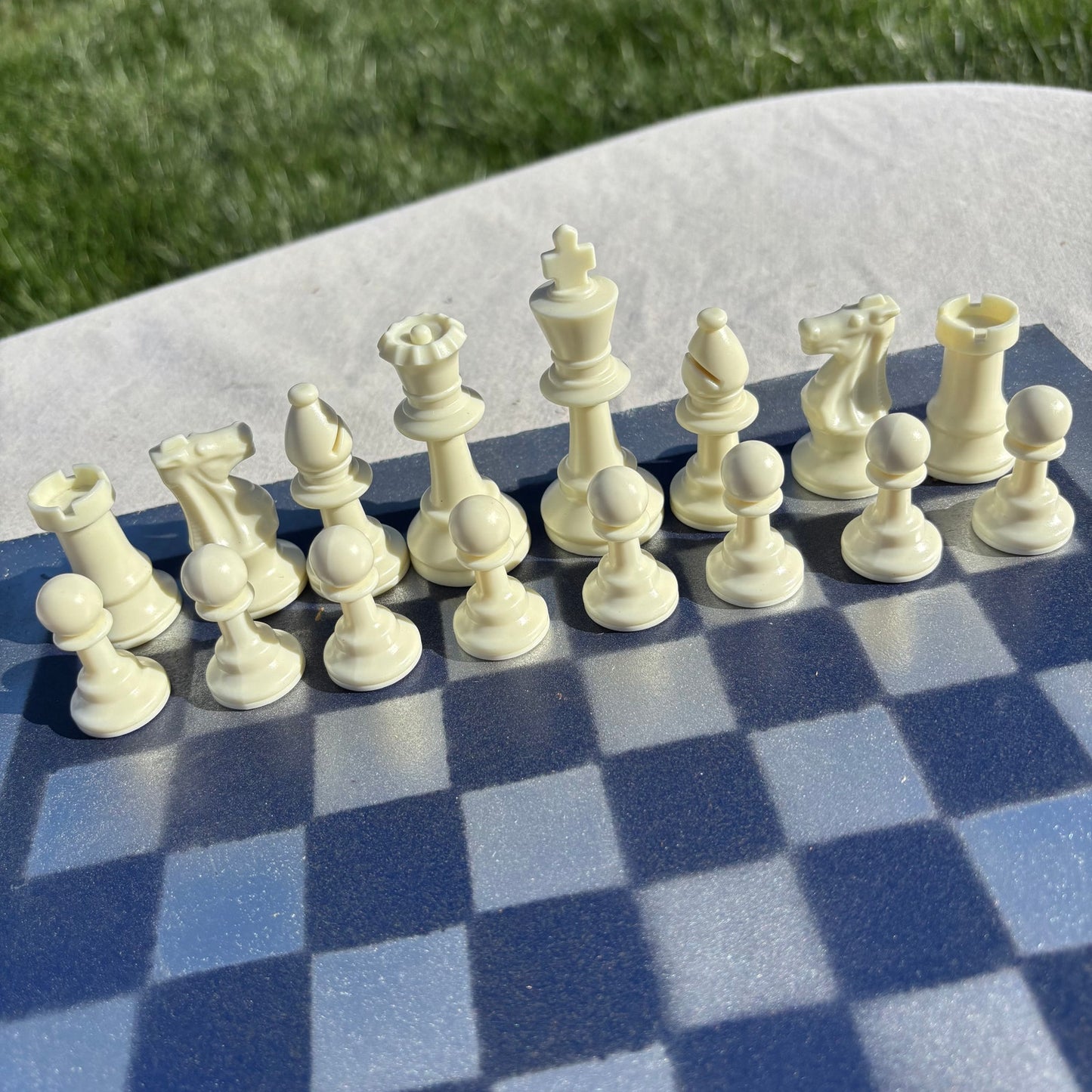 Silver Tin blue - Painted Chess Set