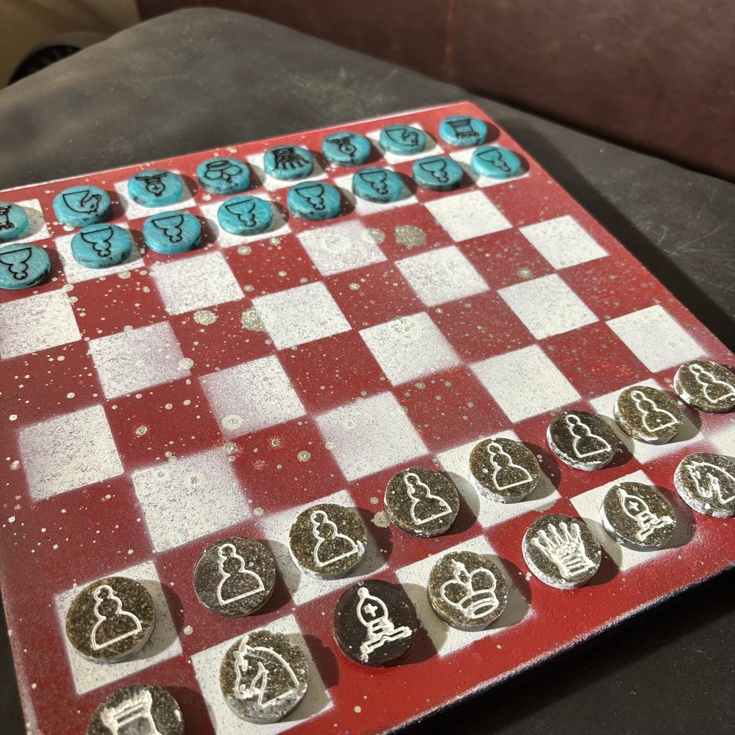 Red Chrome Drip - Painted Chess Set