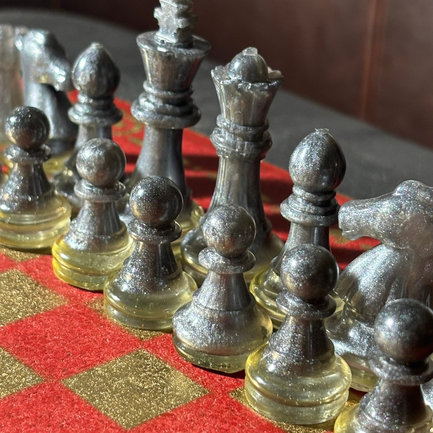 Golden Red - Painted Chess Set