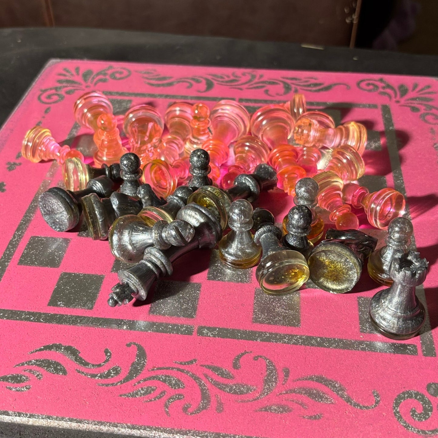 Chrome Pink - Painted Chess Set