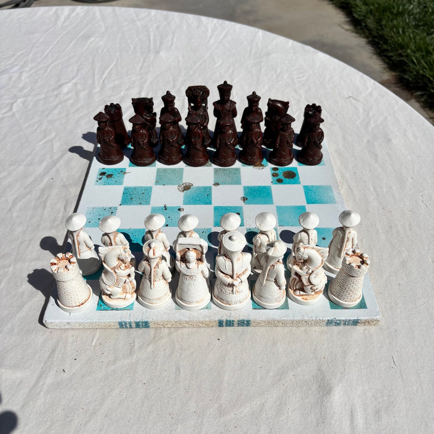 Mint Golden Blue - Chinese Edition Chess Set