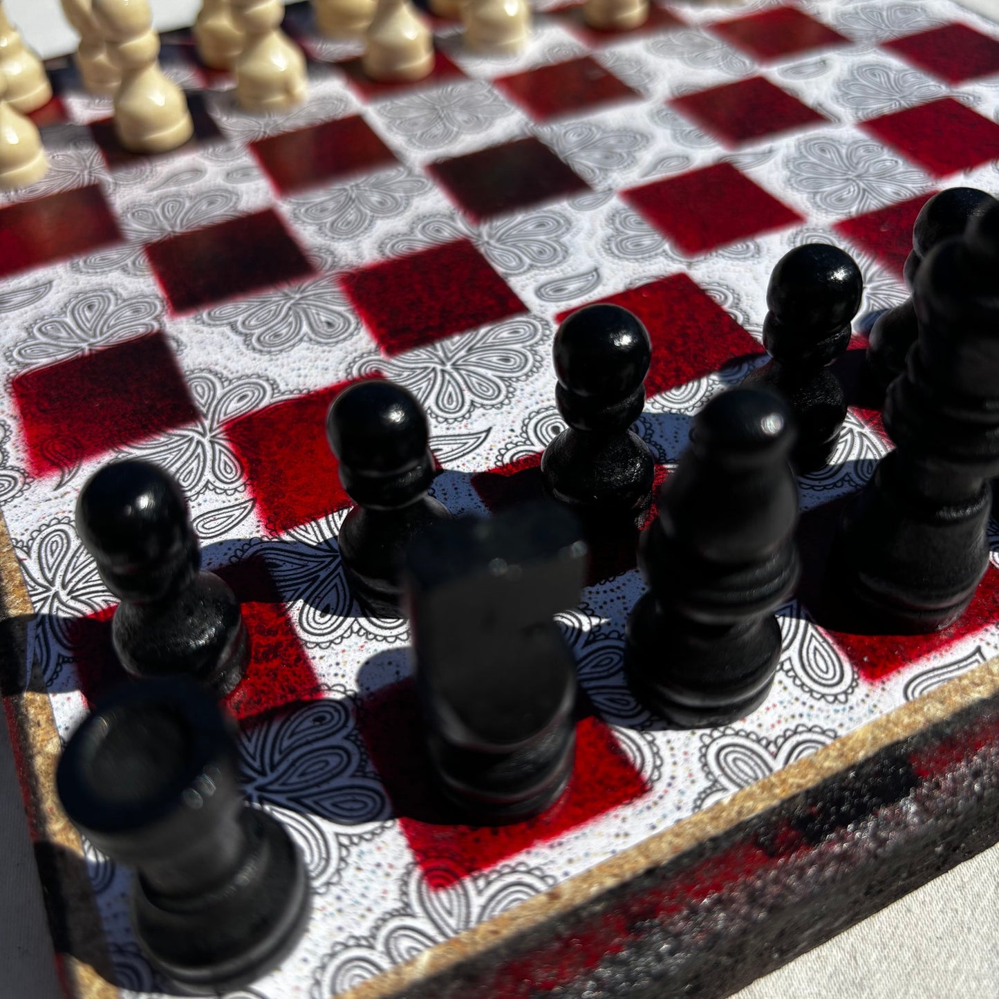 The Dark Red - Scrapbook Chess Set
