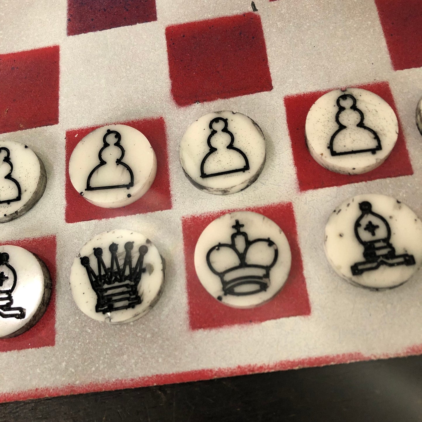 Blue & Red - Painted Chess Set