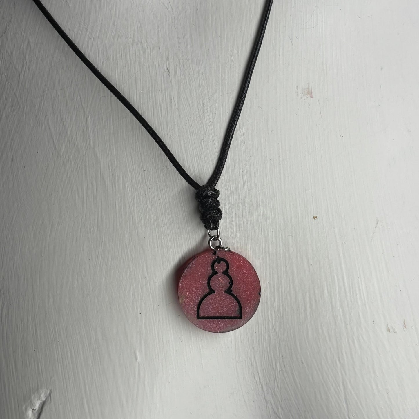 Dark Red Pawn - Handmade Resin Chess Necklace