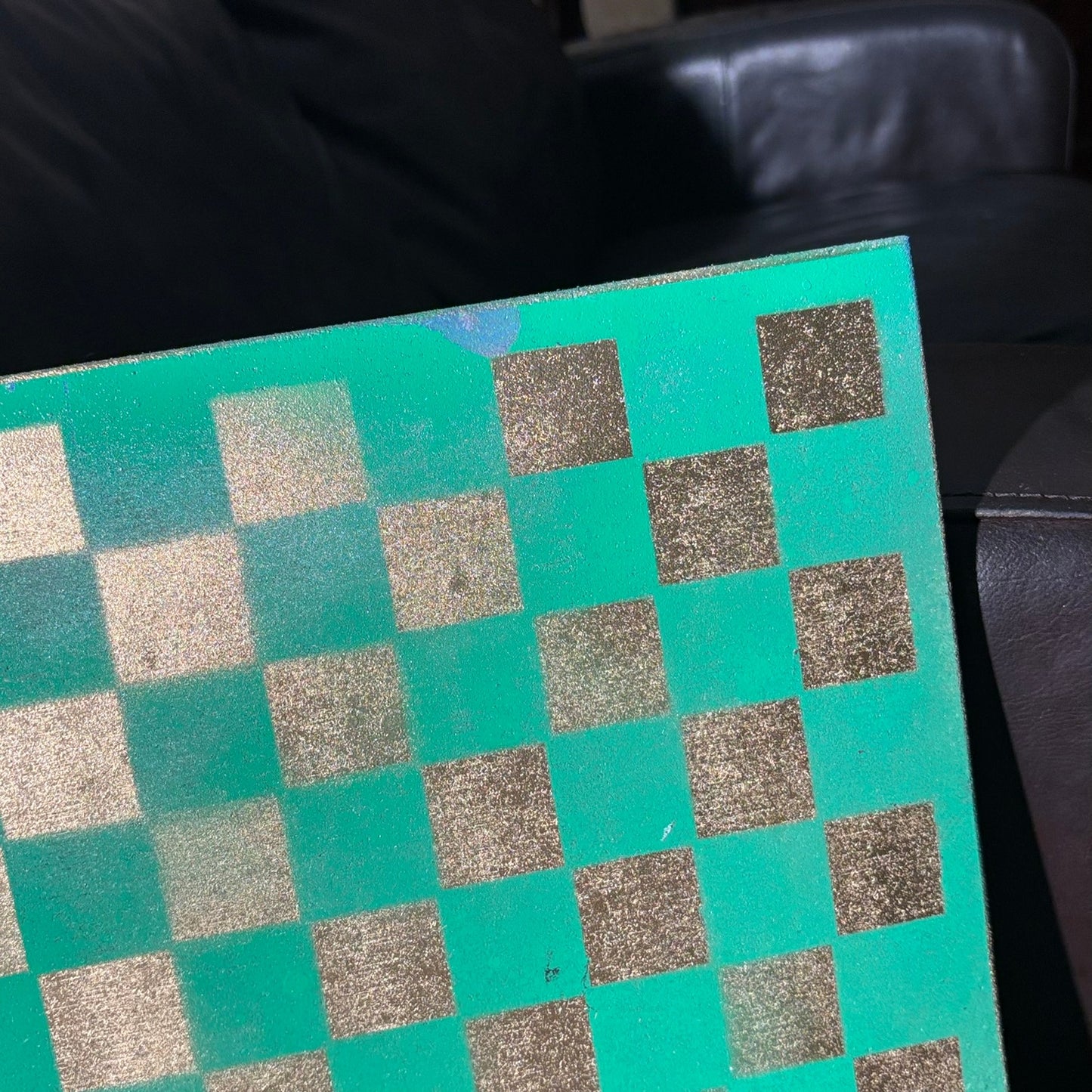 Goldish Neon Green - Painted Chess Board