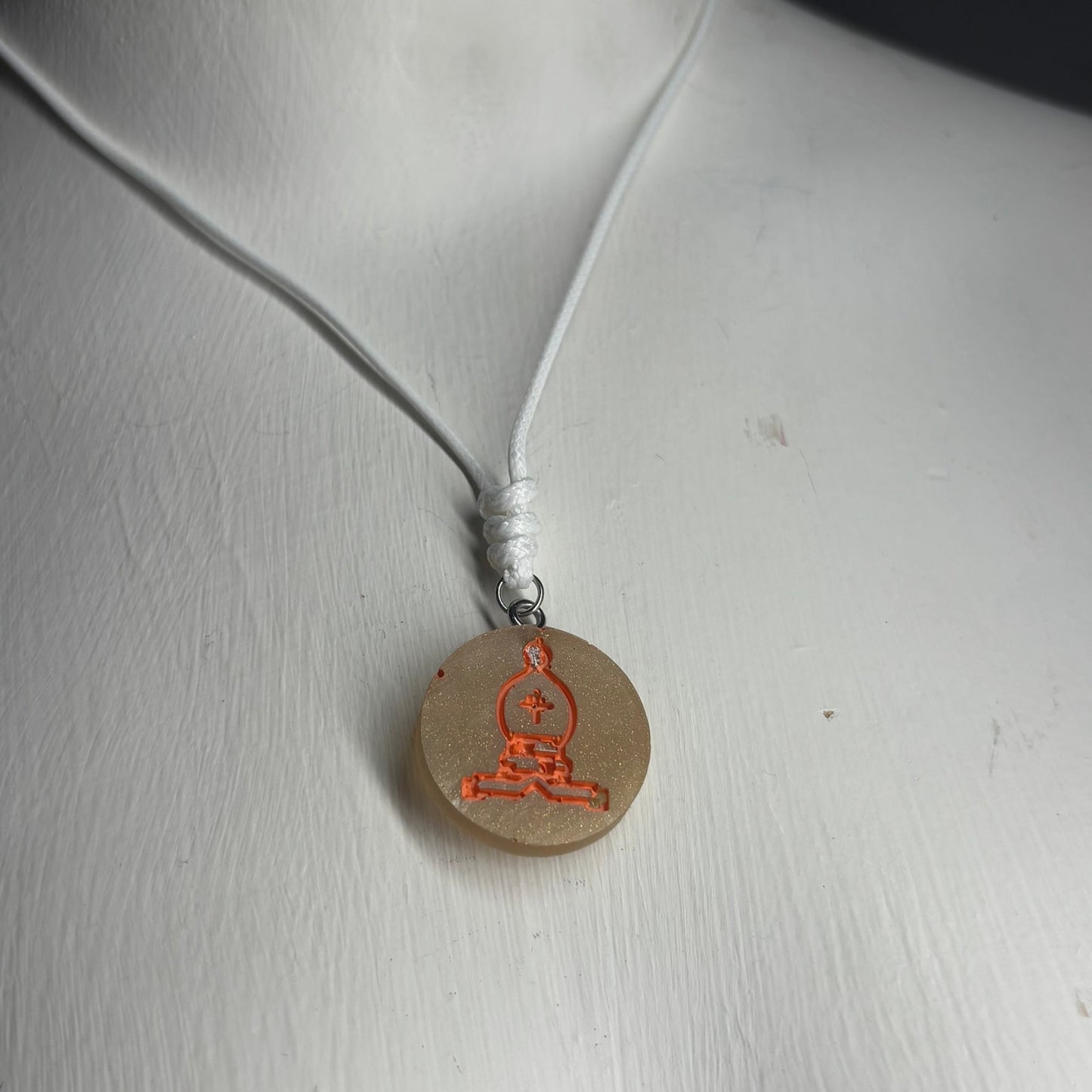 Champagne Cream Bishop - Handmade Resin Chess Necklace