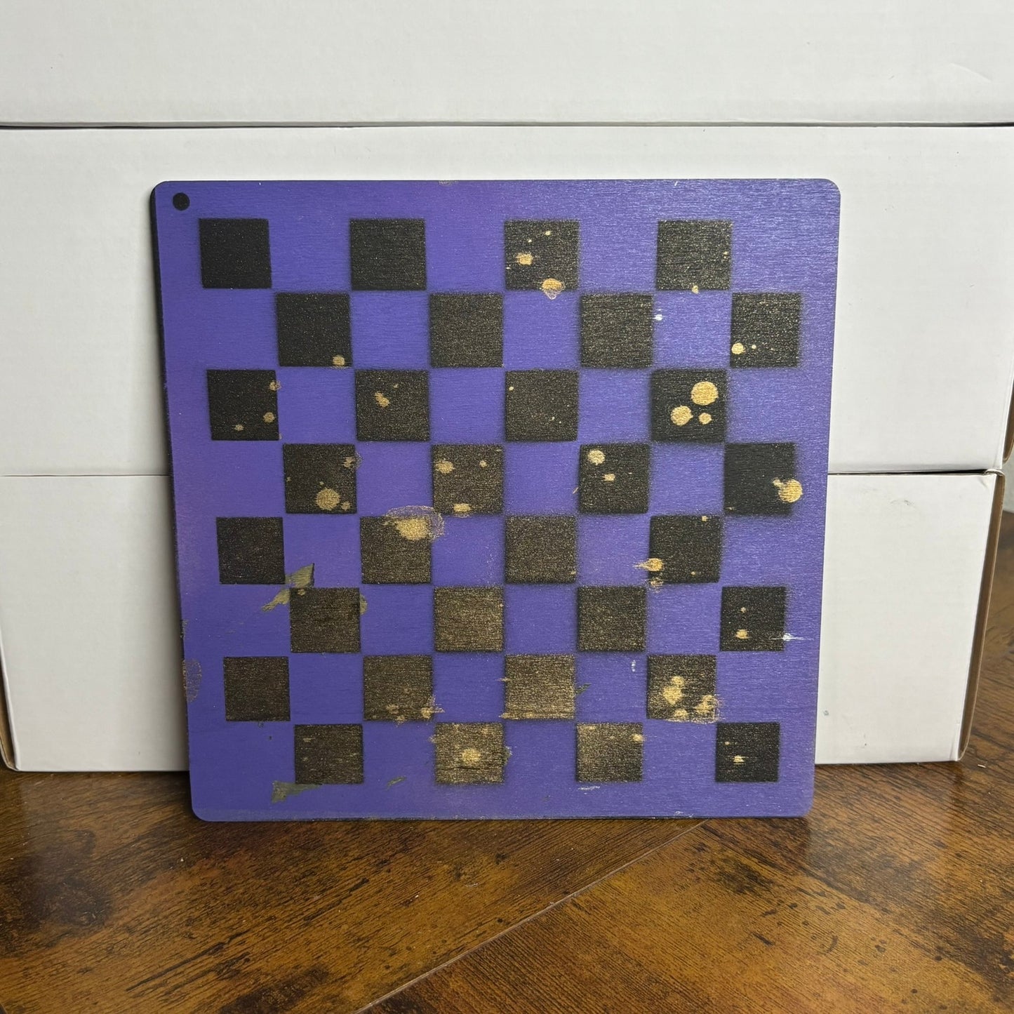 Purple Golden Hue - Painted Thin Wooden Chess Board