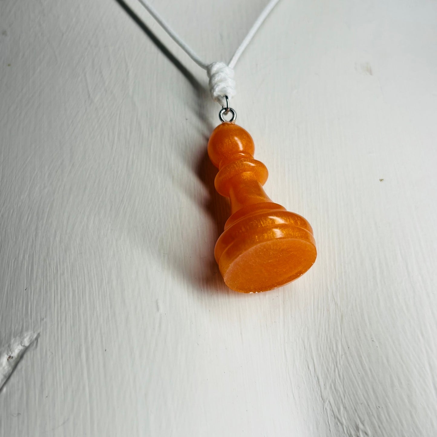 Orange Bishop - Handmade Resin Chess Necklace