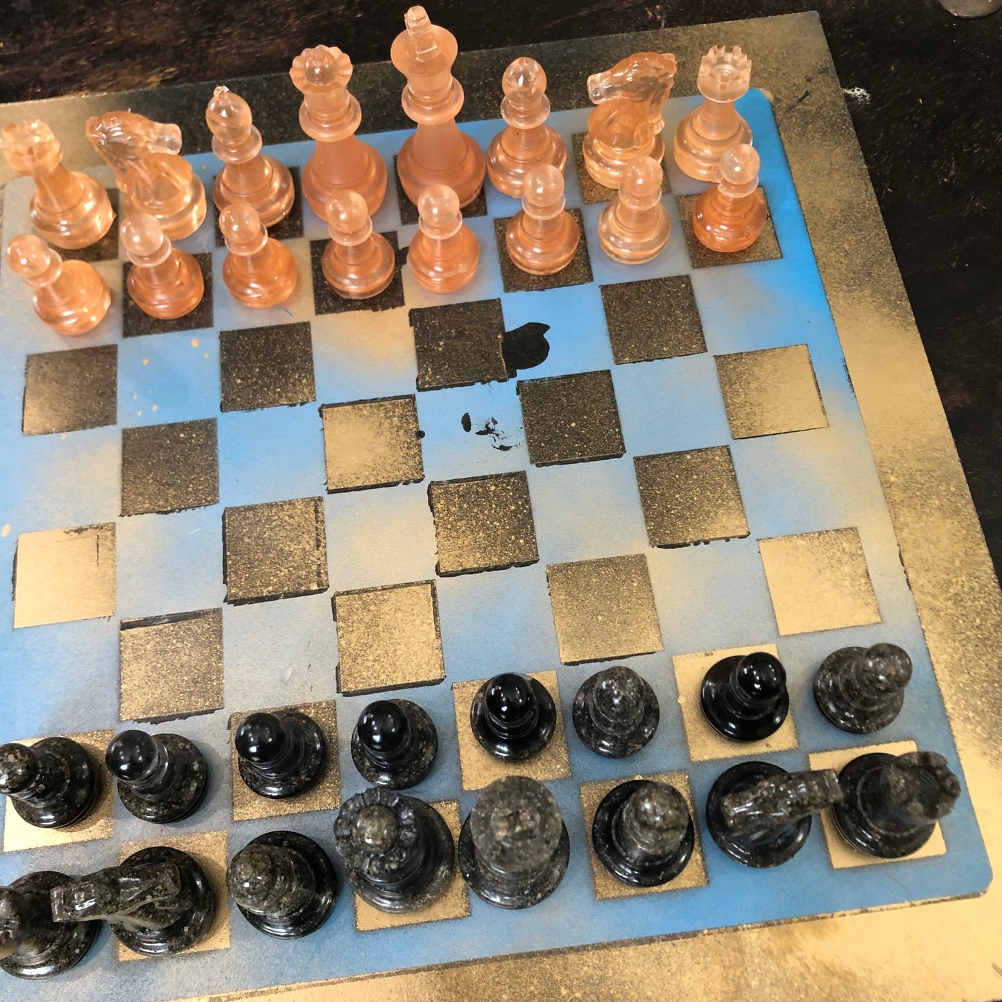 Golden Blue - Painted Chess Set