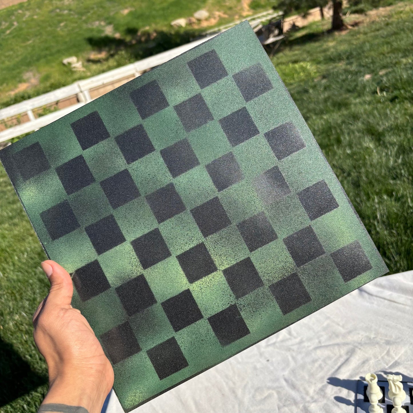 Dark Green - Painted Chess Set
