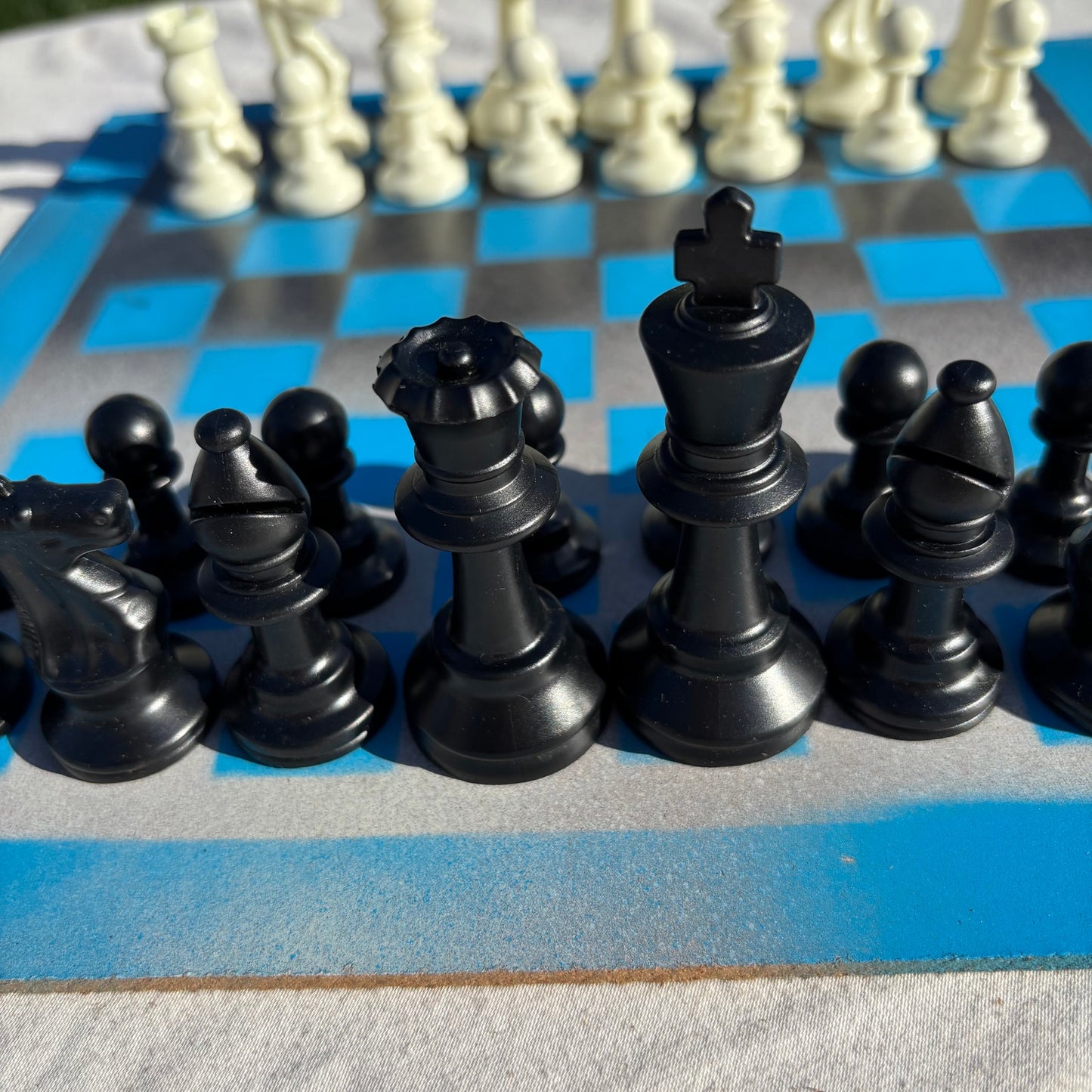 Black & Blue Snow Rush - Painted Chess Set
