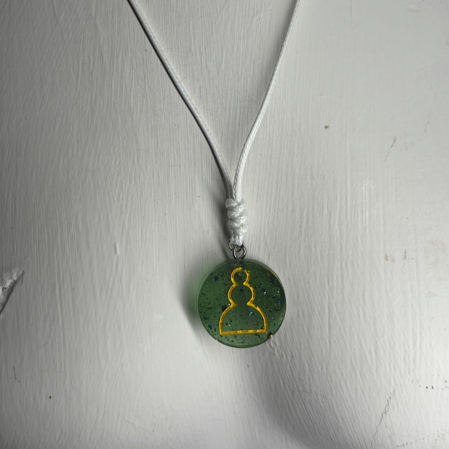 Crystal Green Pawn - Handmade Resin Chess Necklace