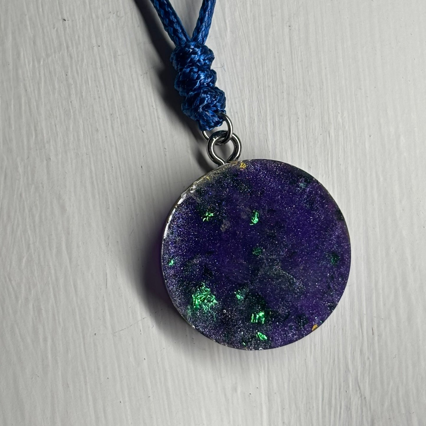 Purple & Yellow Pawn - Handmade Resin Chess Necklace