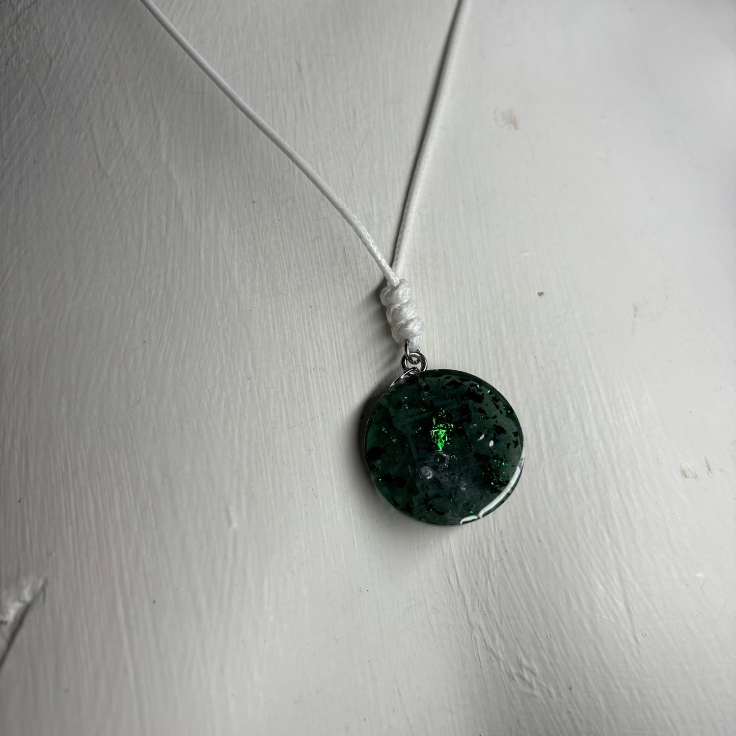 Crystal Green Rook - Handmade Resin Chess Necklace
