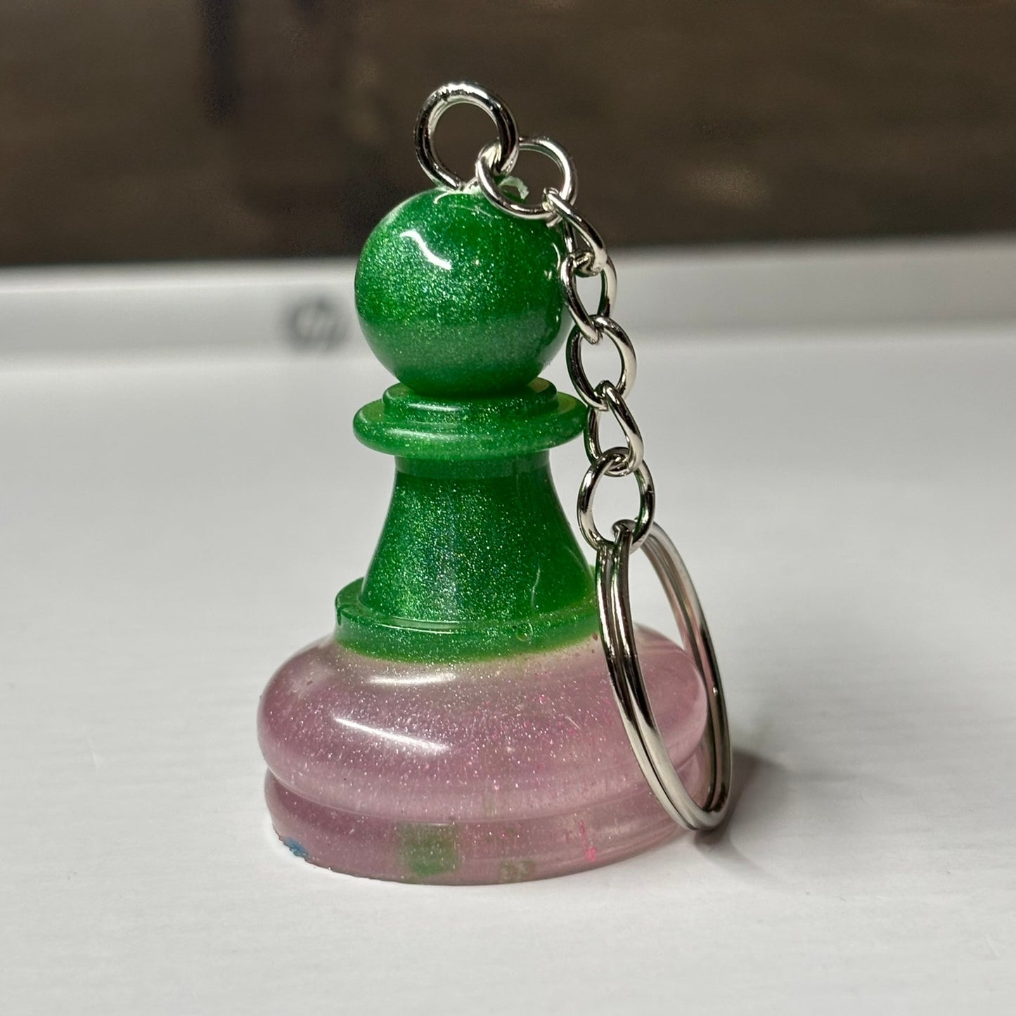 Pink Bottom Pawn - Handmade Resin Keychain - Large Edition