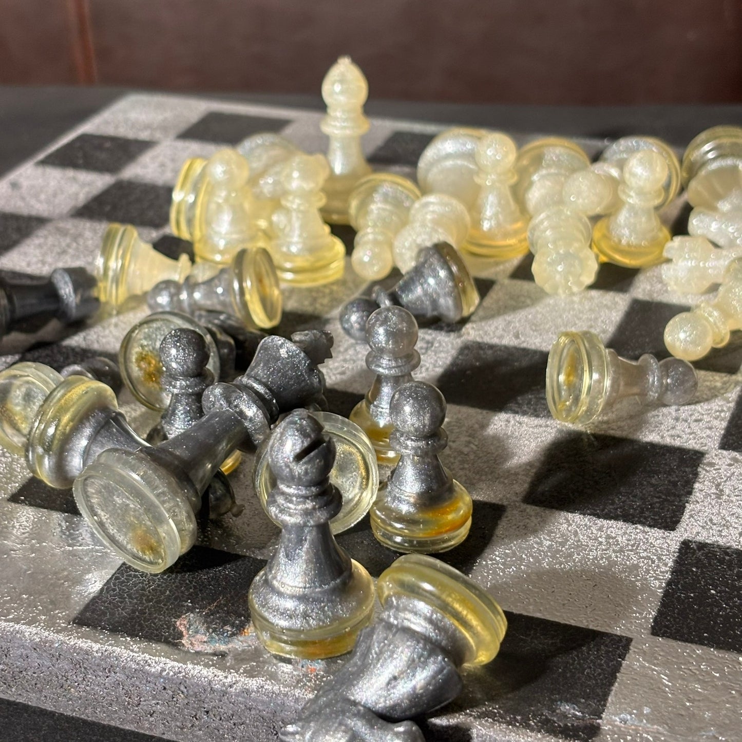 Silver & Black - Painted Chess Set