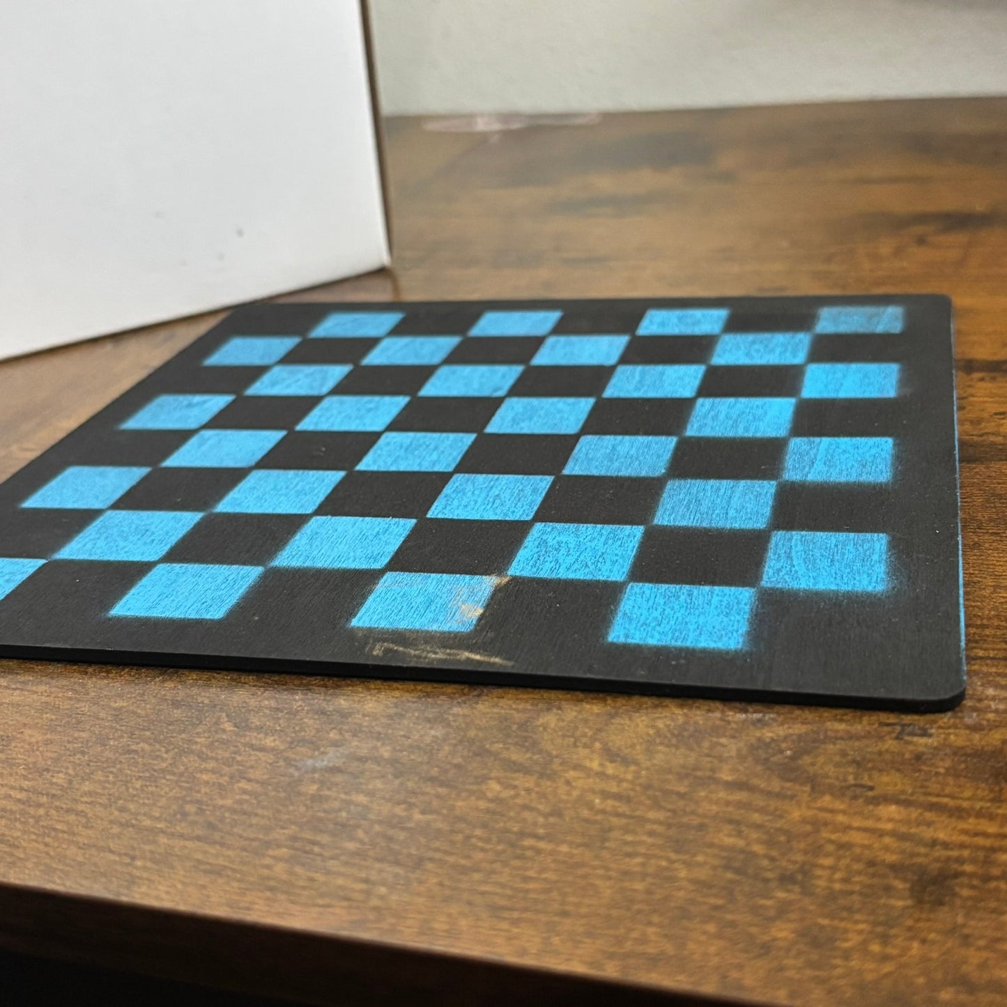 Black & Blue - Painted Thin Wooden Chess Board