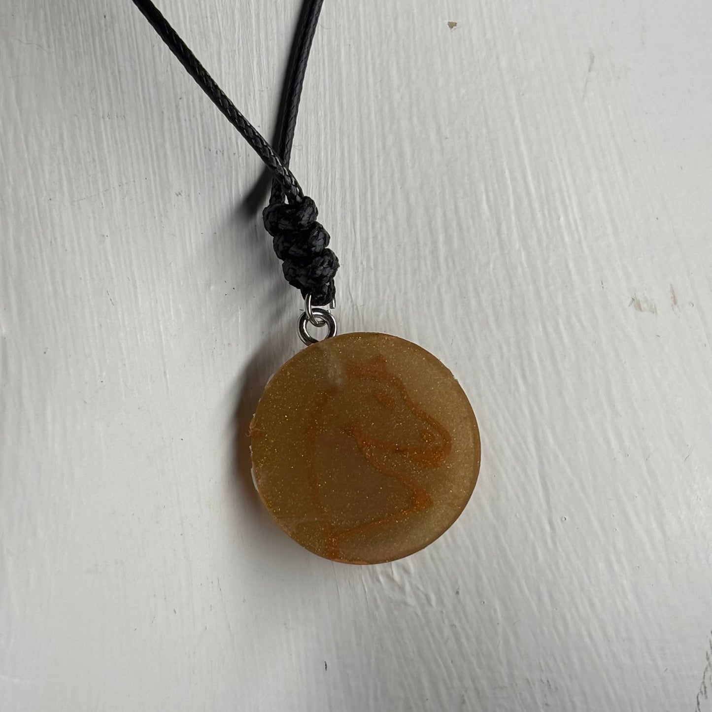 Vintage Rust Orange Knight - Handmade Resin Chess Necklace