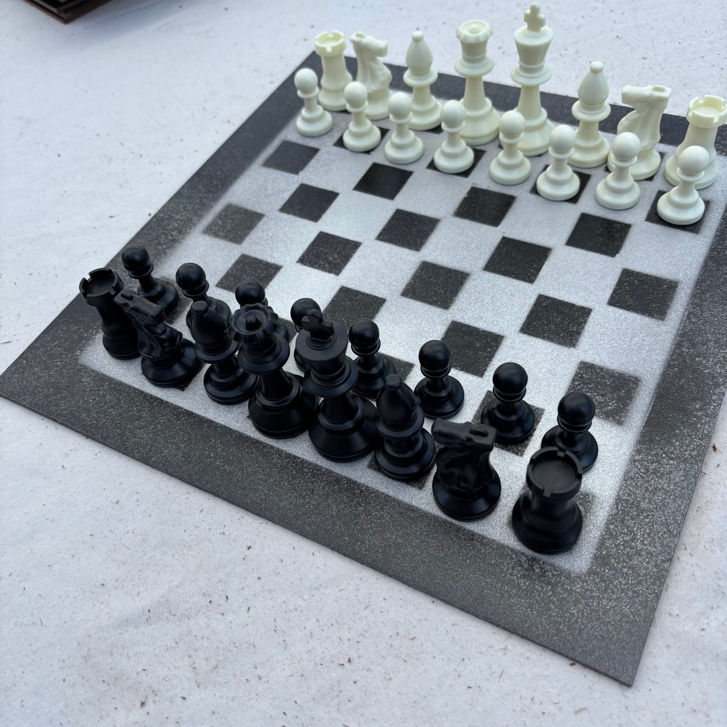 Gray & Black - Painted Chess Set