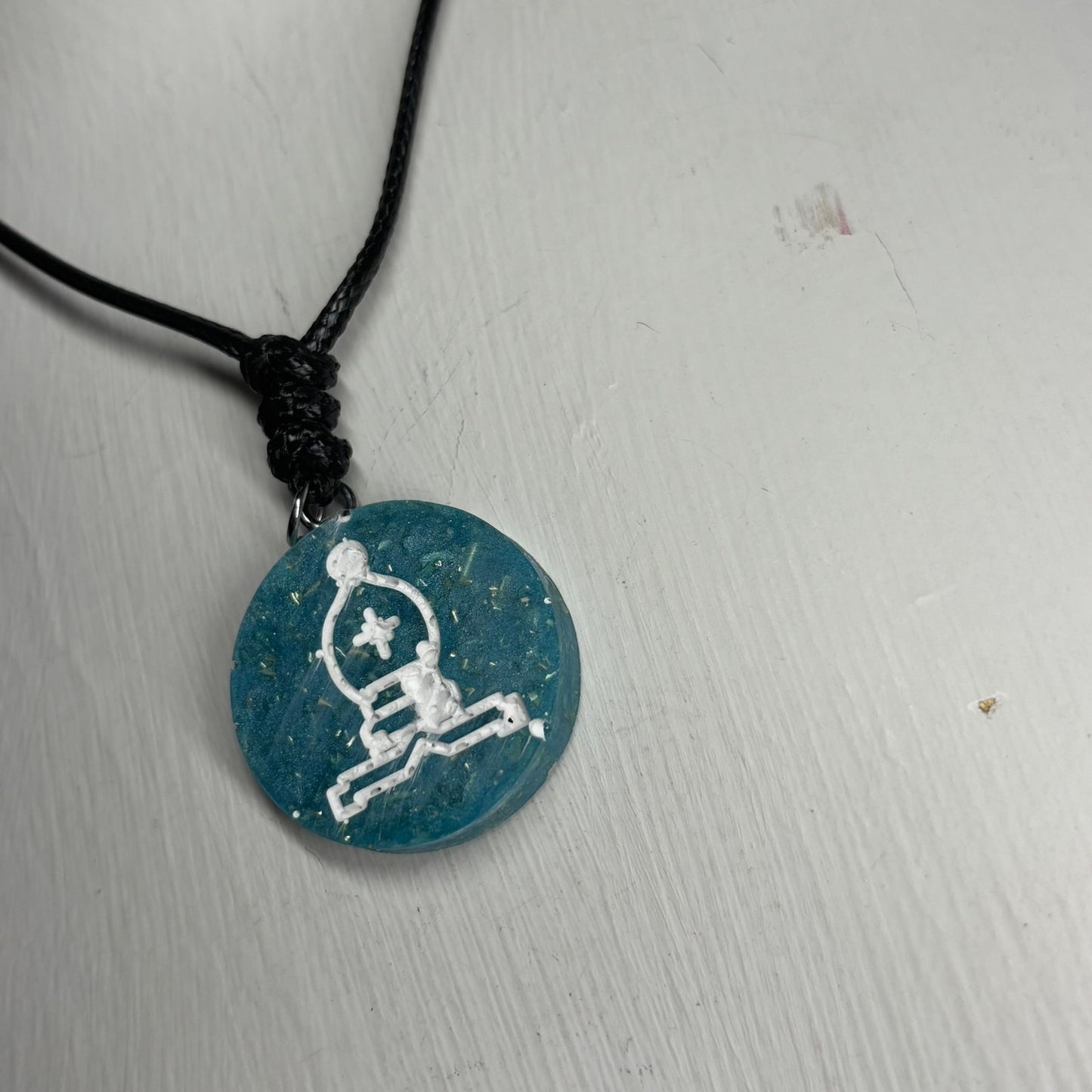 Crystal Blue Bishop - Handmade Resin Chess Necklace