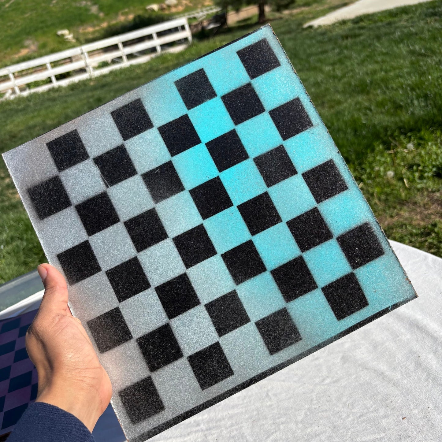 Blue & Gray - Painted Chess Set