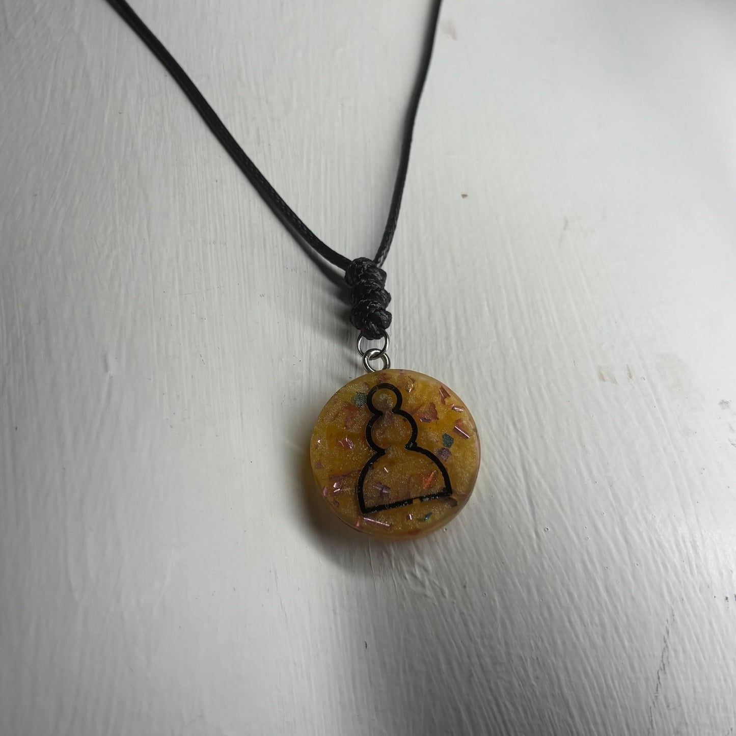 Crystal Yellow Pawn - Handmade Resin Chess Necklace