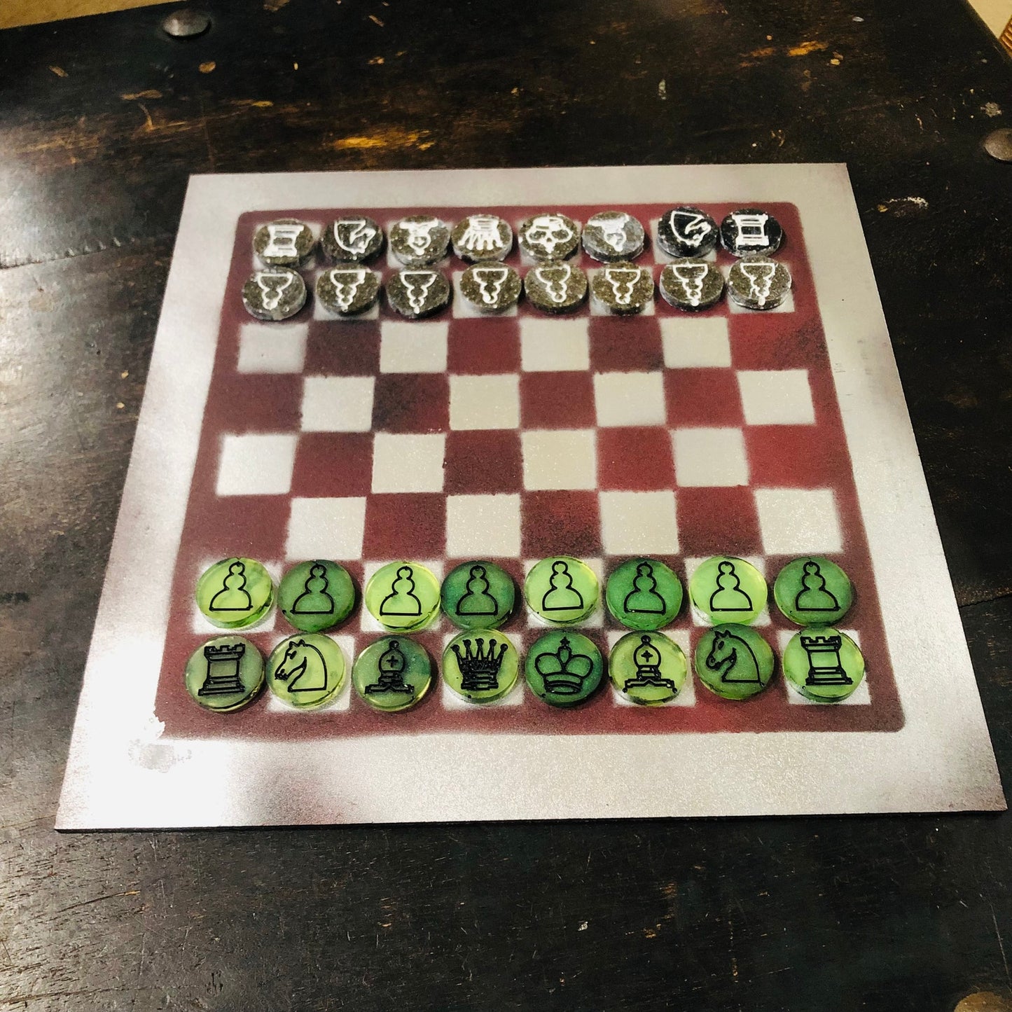 Space Red - Painted Chess Set