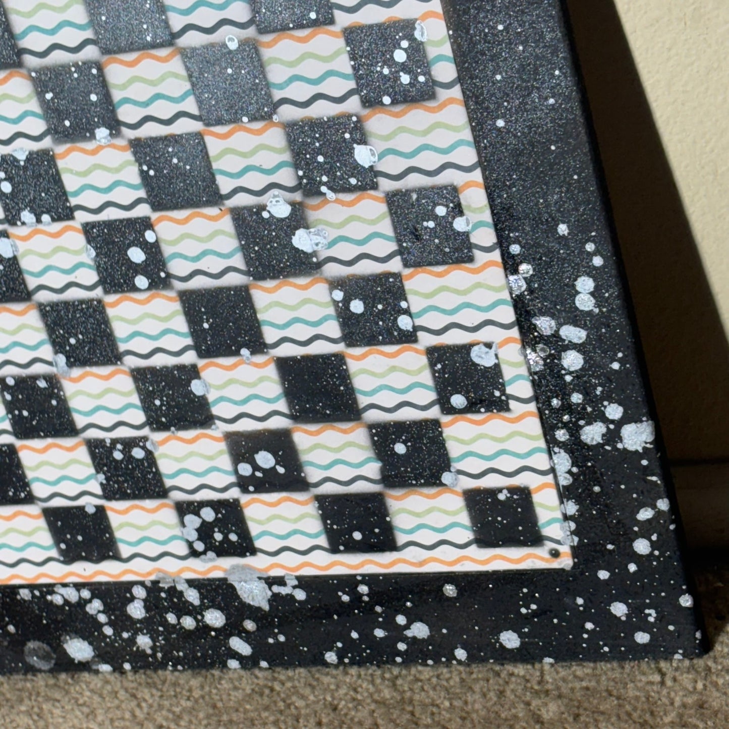 Wiggled Lines Chrome Drip - Large Scrapbook Chess Board