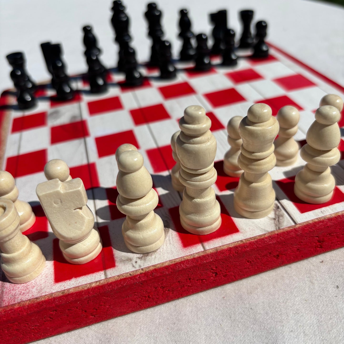 Wood Print Red - Scrapbook Chess Set