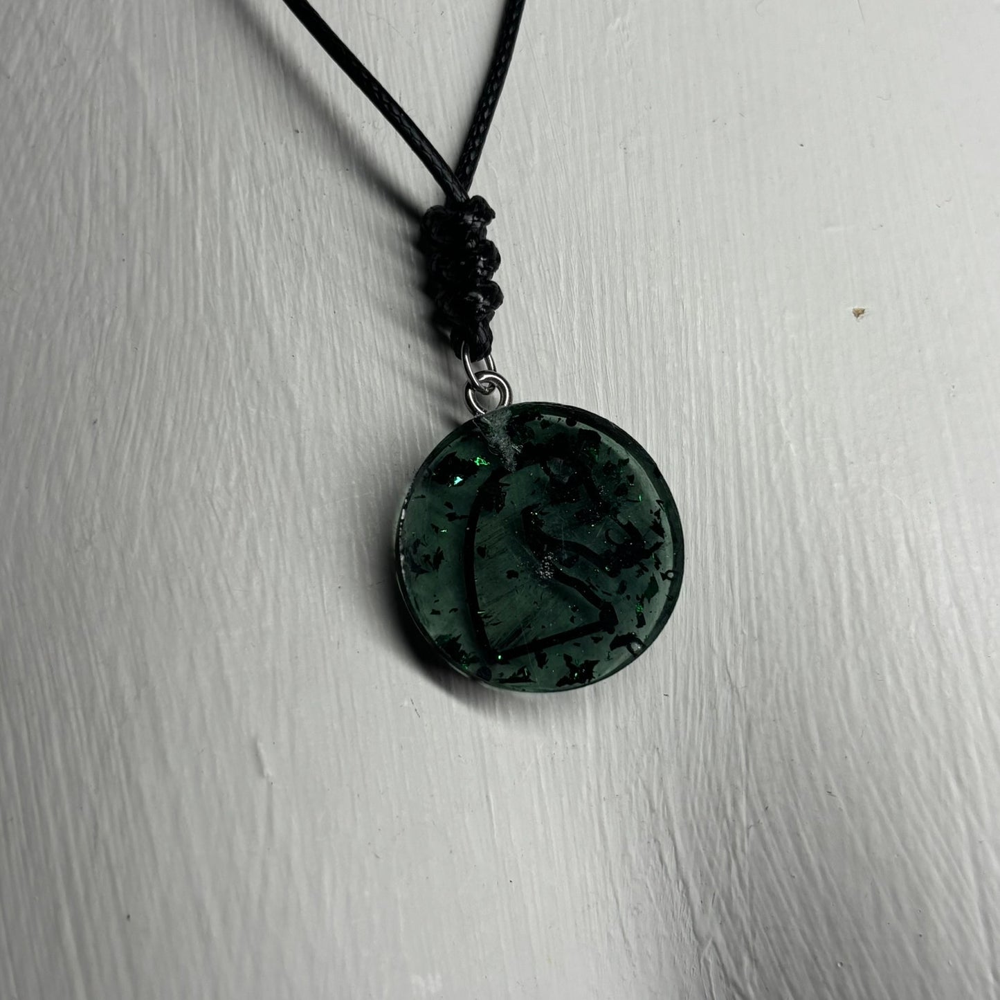 Mystic Green Knight - Handmade Resin Chess Necklace